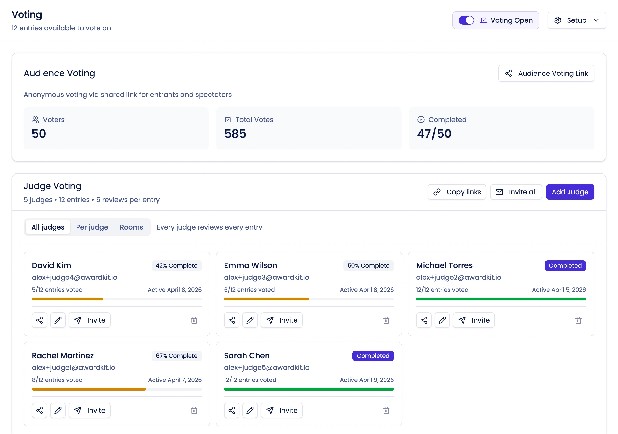 Judge Your Way screenshot showing the AwardKit interface